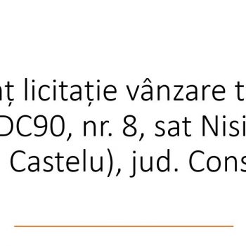 <strong>Anunț licitație vânzare teren, str. DC90, nr. 8, sat Nisipari (com. Castelu), jud. Constanța</strong>